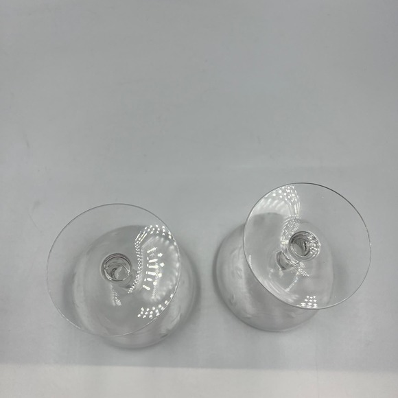 Vintage Clear Etched Champagne Wine Glasses Floral Flower Set 2 MCM Midcentury - Picture 12 of 12